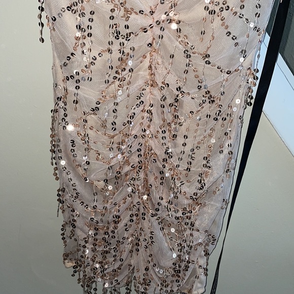 PLT nude ruched sequin dress - Picture 4 of 7